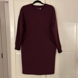 Universal Standard Maroon/Burgundy Knit Dress, Size 2XS (=size 6-8) w/ Pockets
